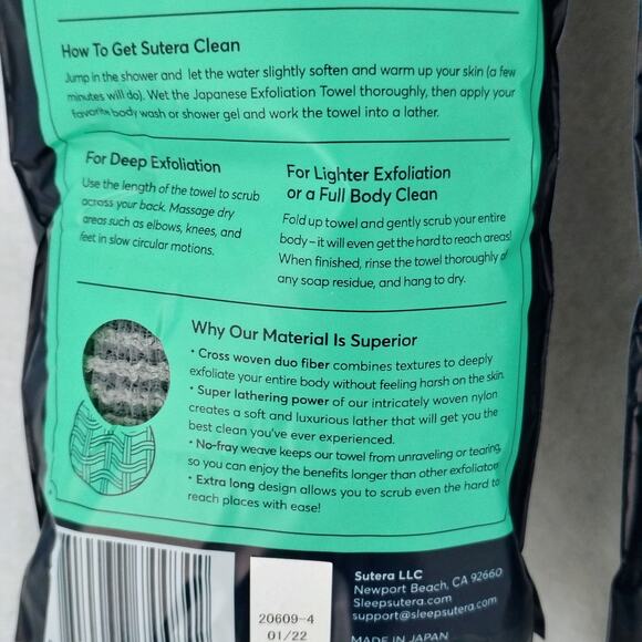 Sutera Japanese Exfoliating Towel Scrub Wash Cloth Deep Cleanse Set of 3 NEW - Picture 5 of 5